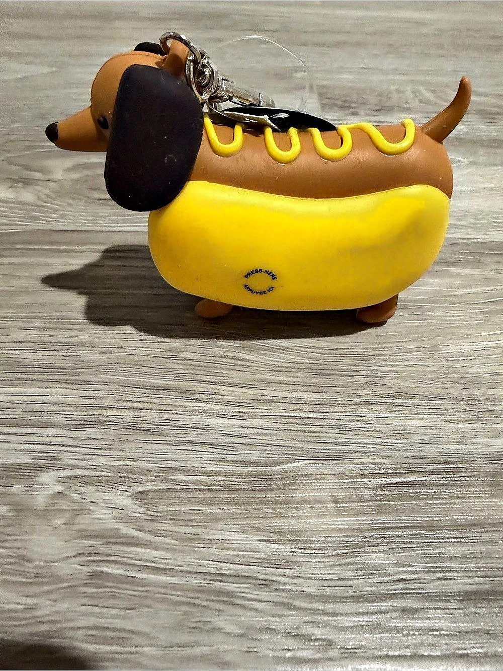 Dog-Shaped Keychain in Yellow & Brown sanitizer case